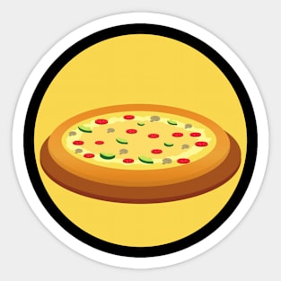 Pizza in Yellow Circle Sticker